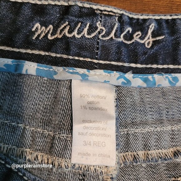 Maurices Bermuda Shorts Size 4 Low Rise Thick Stitch Medium Dark Wash Stretch - Picture 4 of 12